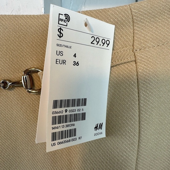 NWT H&M Tan Mini Skirt Women’s Size 4 Fall Silver Buckle - Picture 8 of 10